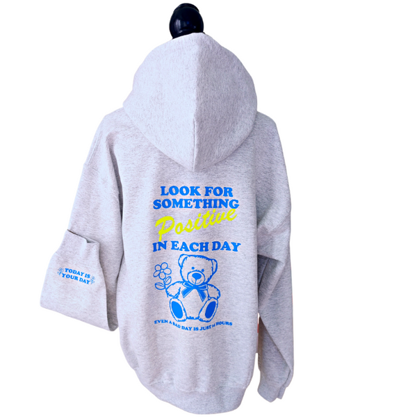 look for something positive teddy bear hoodie