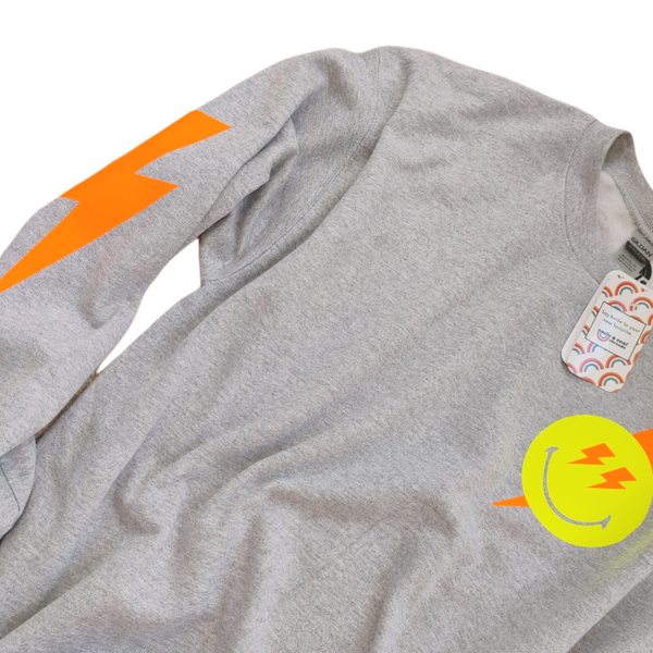 Smiley Face Lightning Bolt Crewneck Sweatshirt.