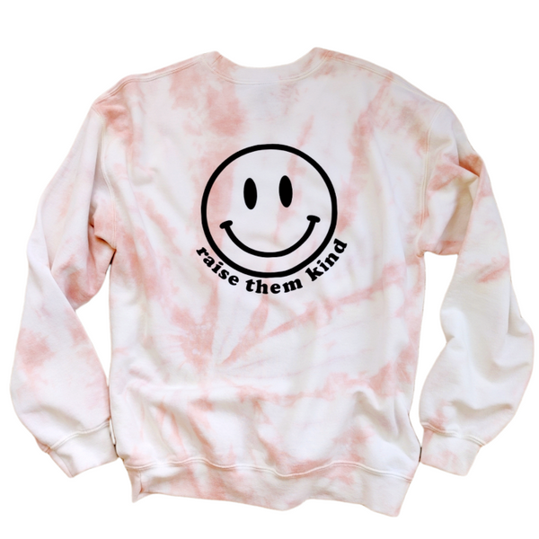 Mama Tan Tie-Dye Smiley Face Raise Them Kind Sweatshirt.