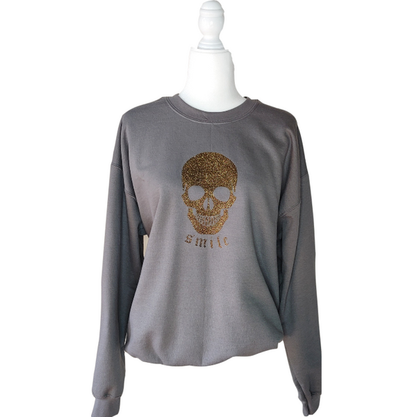 Glitter Smile Skeleton Graphic Sweatshirt.