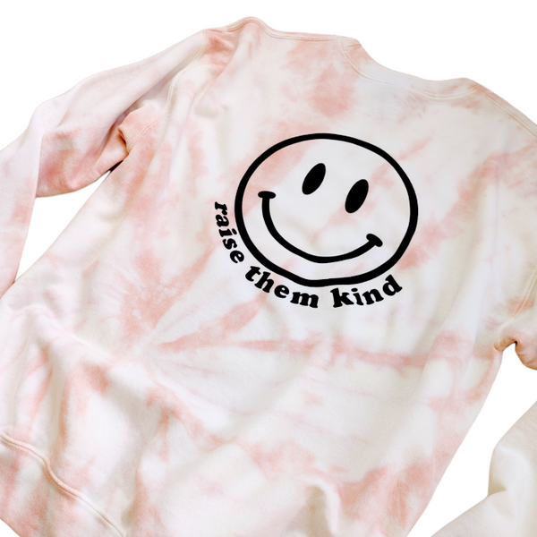 Mama Tan Tie-Dye Smiley Face Raise Them Kind Sweatshirt.