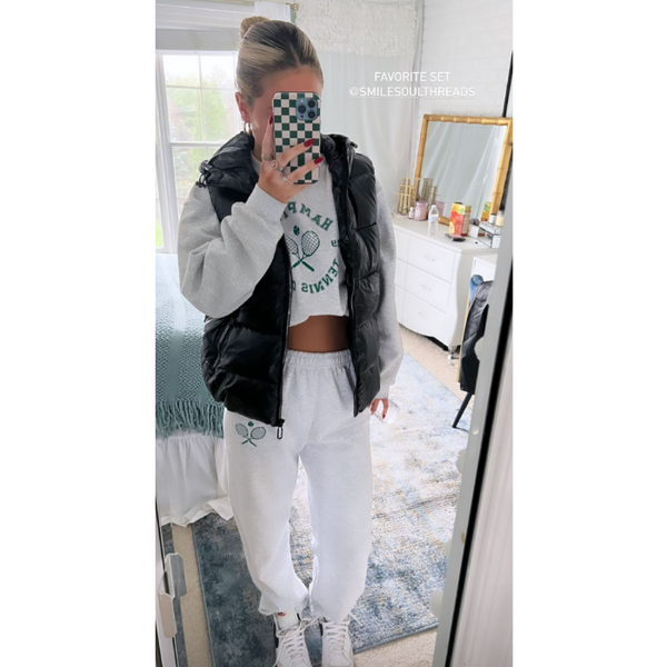 Ash Hampton Tennis Club Preppy Crewneck Sweatshirt & Sweatpant Set