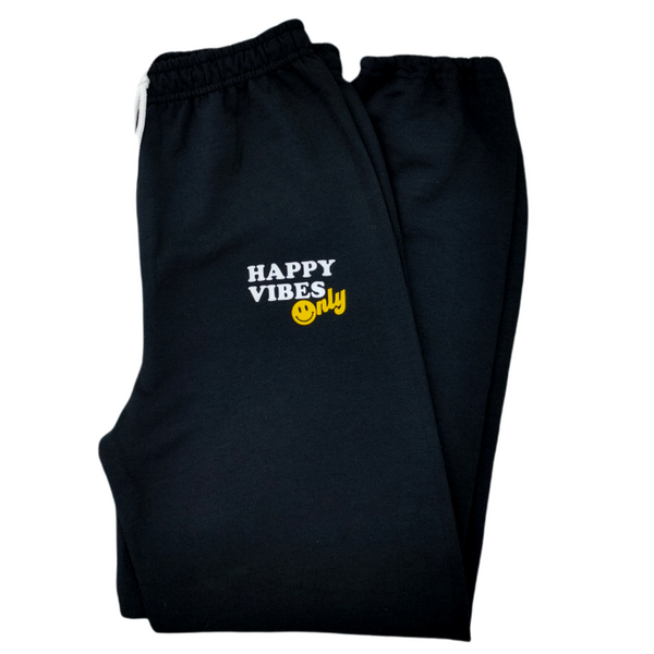 Smiley Face Happy Vibes Only Checkerboard Sweatpants