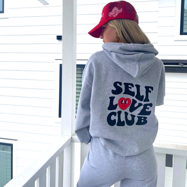 self love smiley heart hoodie sweatsuit set