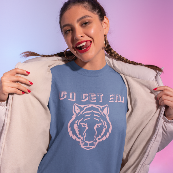 Distressed Go Get Em Tiger Graphic T-Shirt.
