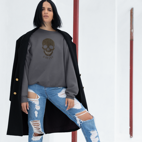Glitter Smile Skeleton Graphic Sweatshirt.