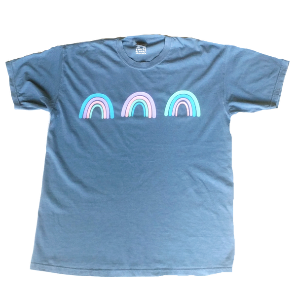 Colorful Rainbow Blue Jean T-Shirt.