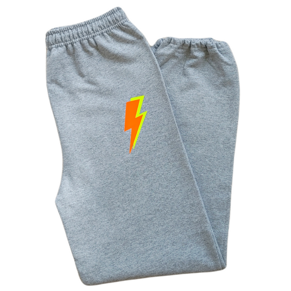 Neon Orange & Neon Yellow Lightning Bolt Sweatpants