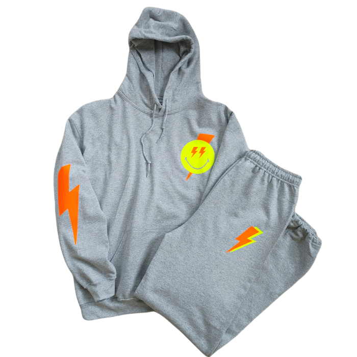 Smile Lightning Bolt Hoodie Sweatsuit Set