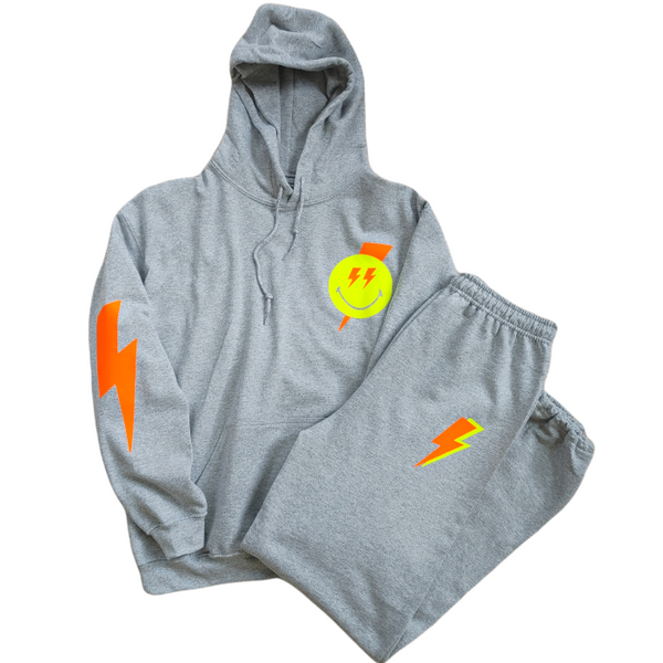 Neon Orange & Neon Yellow Lightning Bolt Sweatpants
