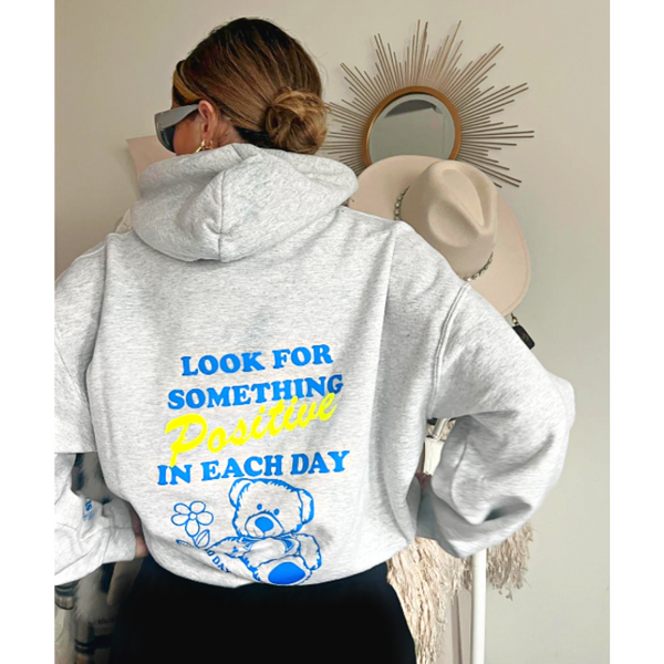 look for something positive teddy bear hoodie