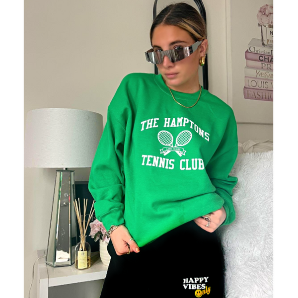 Green hamptons tennis club oversized crewneck sweatshirt.