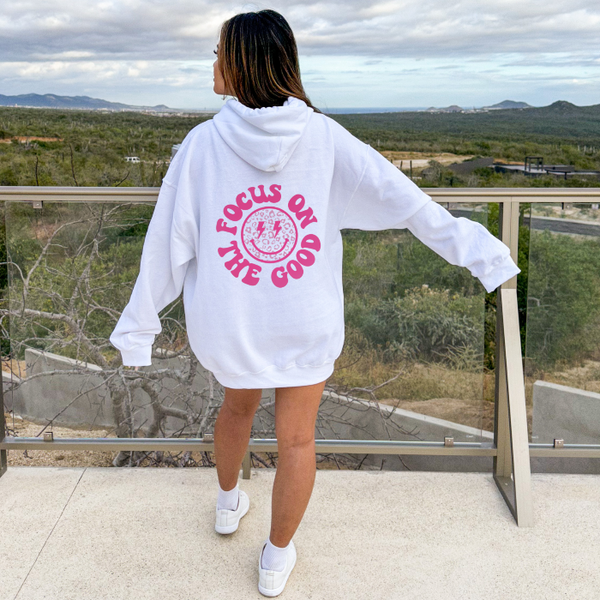 focus on the good smiley face hoodie