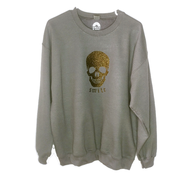 Glitter Smile Skeleton Graphic Sweatshirt.