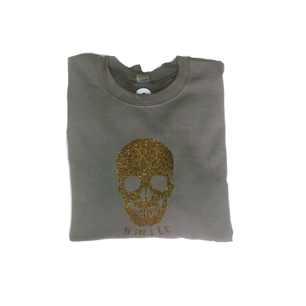 Glitter Smile Skeleton Graphic Sweatshirt.