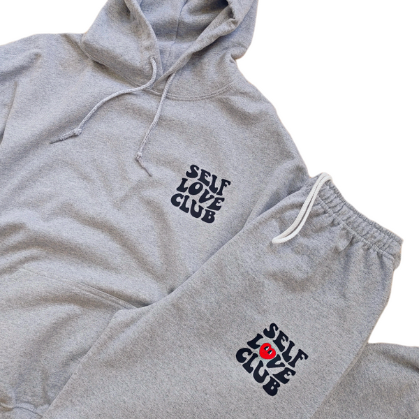 self love smiley heart hoodie sweatsuit set