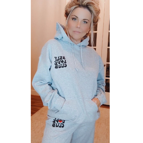 self love smiley heart hoodie sweatsuit set