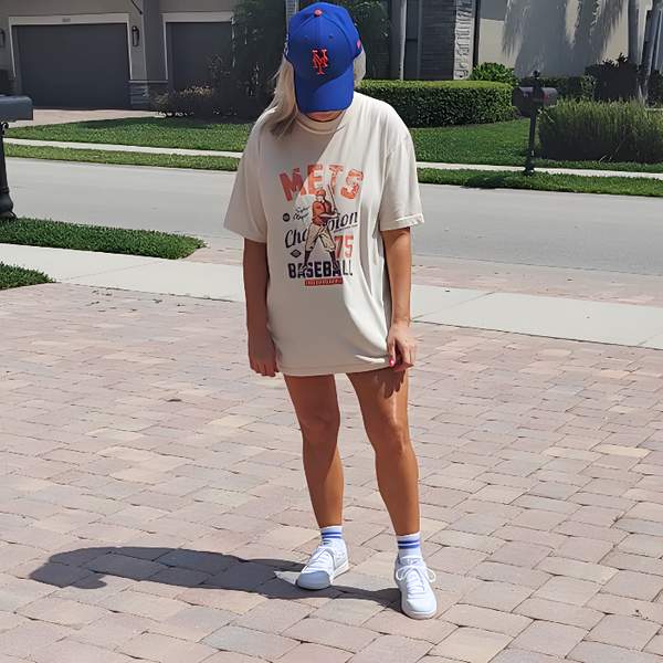 NY mets distressed t-shirt