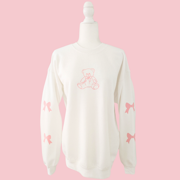teddy bear pink bow sweatshirt