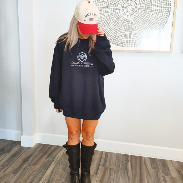 This Health and Wellness Sports Club Sweatshirt is perfect for preppy and sporty looks. Its tennis club inspired design features soft fabric and a trendy athleisure style that is perfect for any activity. Get wellness and fashion in one stylish package!