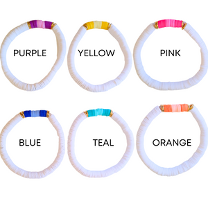 Pink Blue Orange and Yellow Clay Bead Bracelet 