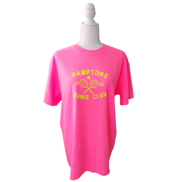 neon pink hamptons tennis club tshirt