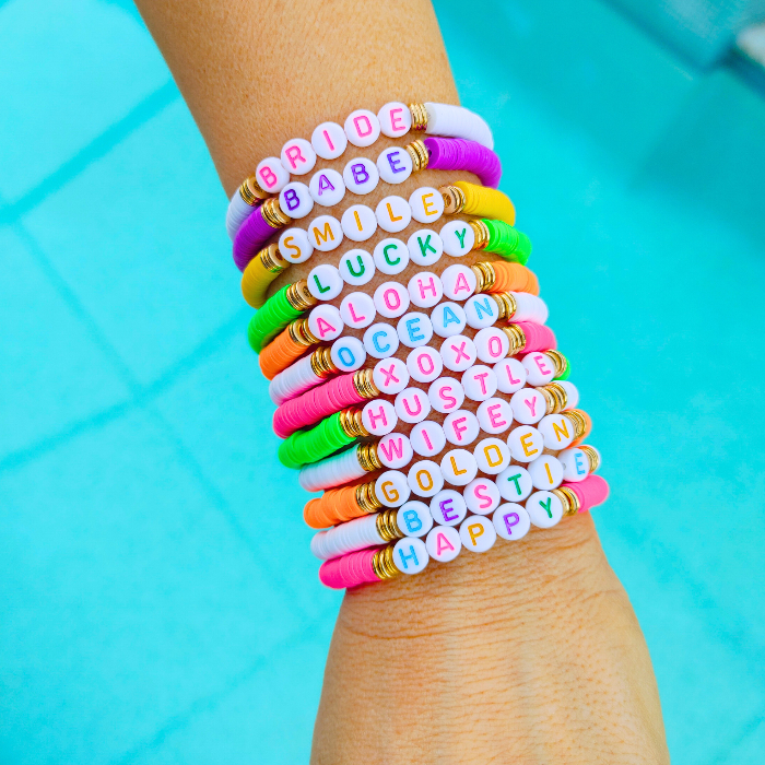 Polymer Clay Beads Pinterest Diy Bracelets Colorful Word Clay