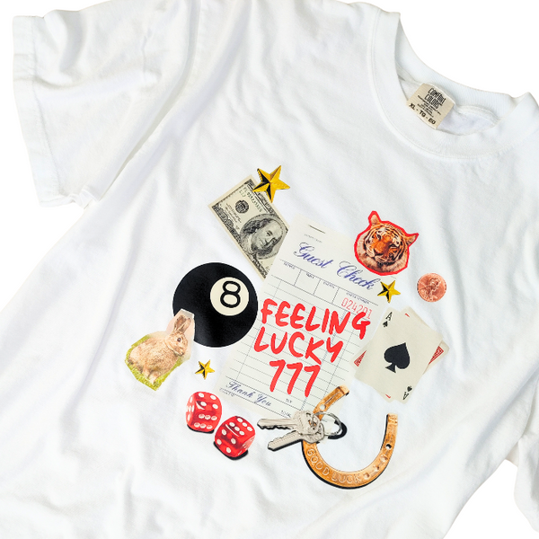 feeling lucky collage t-shirt