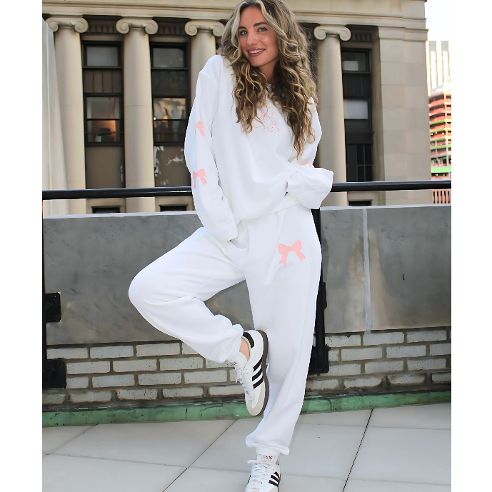 Shop the Preppy Soft Girl Era Pink Bow Sweatpants Smile Soul Threads
