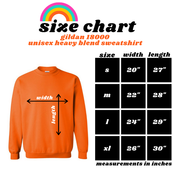 gildan 18000 unisex heavy blend crewneck sweatshirt size chart