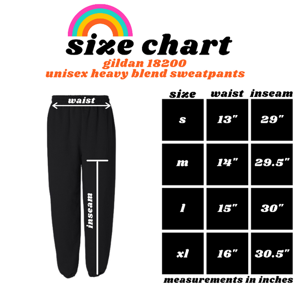 Gildan 18200 Unisex Sweatpant Size Chart