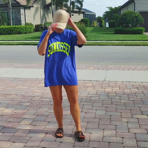 This neon Sunkissed shirt is the perfect summer tee. Comfortable and stylish, it's perfect for the beach, pool or simply enjoying a warm day. Brighten up your wardrobe in this trendy soft bright neon t-shirt you'll want to wear all year round! This is your ultimate summer t-shirt.