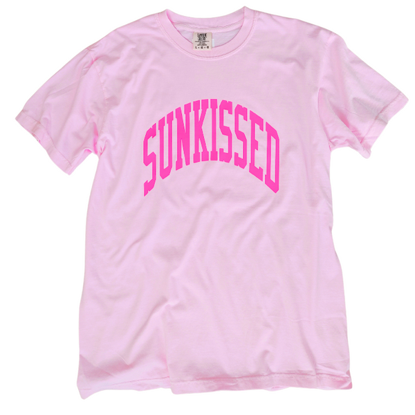 This neon Sunkissed shirt is the perfect summer tee. Comfortable and stylish, it's perfect for the beach, pool or simply enjoying a warm day. Brighten up your wardrobe in this trendy soft bright neon t-shirt you'll want to wear all year round! This is your ultimate summer t-shirt.