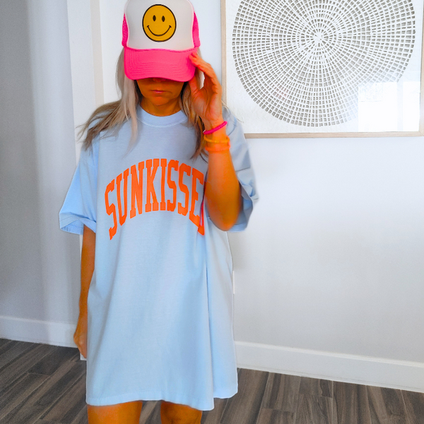 This neon Sunkissed shirt is the perfect summer tee. Comfortable and stylish, it's perfect for the beach, pool or simply enjoying a warm day. Brighten up your wardrobe in this trendy soft bright neon t-shirt you'll want to wear all year round! This is your ultimate summer t-shirt.