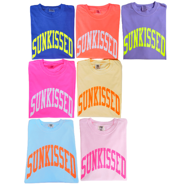 This neon Sunkissed shirt is the perfect summer tee. Comfortable and stylish, it's perfect for the beach, pool or simply enjoying a warm day. Brighten up your wardrobe in this trendy soft bright neon t-shirt you'll want to wear all year round! This is your ultimate summer t-shirt.