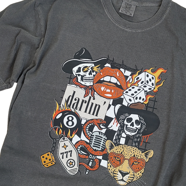 Upgrade your everyday style with this retro Western graphic tee and flame-dice sweatpants set, designed for comfort, personality, and effortless style. This matching outfit features bold vintage-style artwork, making it a perfect statement look for lounging, gifting, or casual streetwear. 