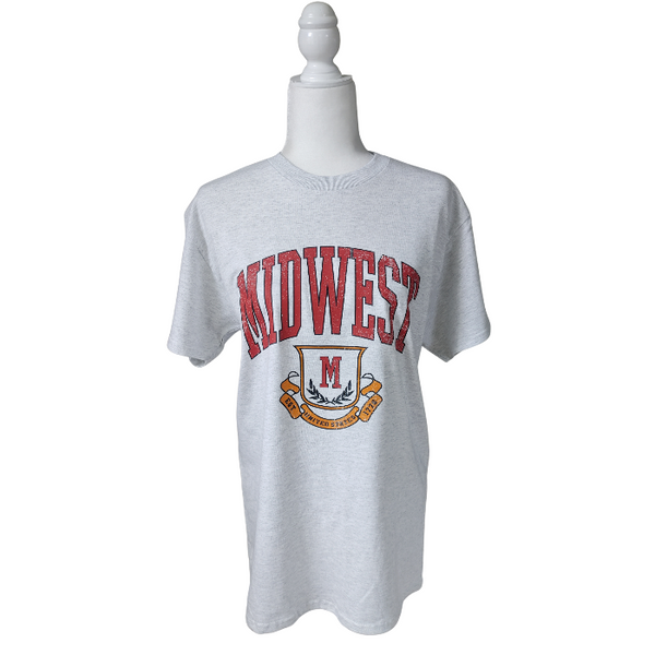 This Retro Midwest Graphic Tee brings classic collegiate style and effortless comfort together in one timeless design. Featuring a distressed varsity-inspired "Midwest" graphic on a soft 100% cotton Gildan unisex tee, it's perfect for anyone who loves vintage aesthetics, casual streetwear, and laid-back everyday fashion. Size up for a trendy oversized look.