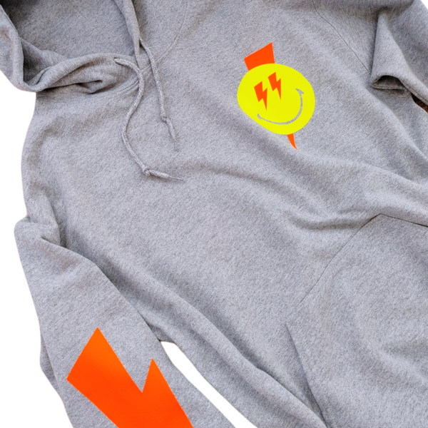 Smiley Face Lightning Bolt Crewneck Sweatshirt.