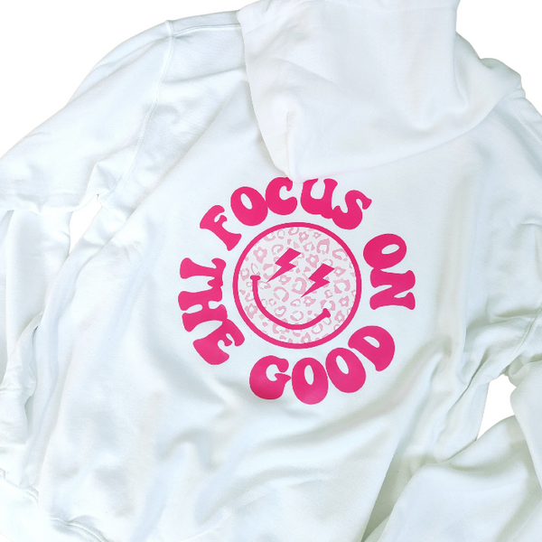 focus on the good smiley face hoodie