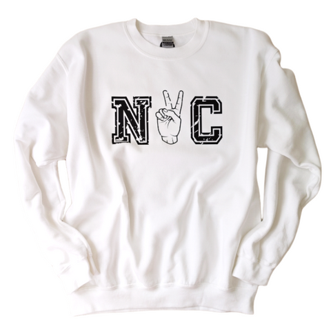 NYC white distressed crewneck sweatshirt