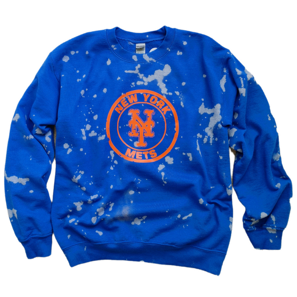 New York Mets Baseball Bleached Crewneck Sweatshirt
