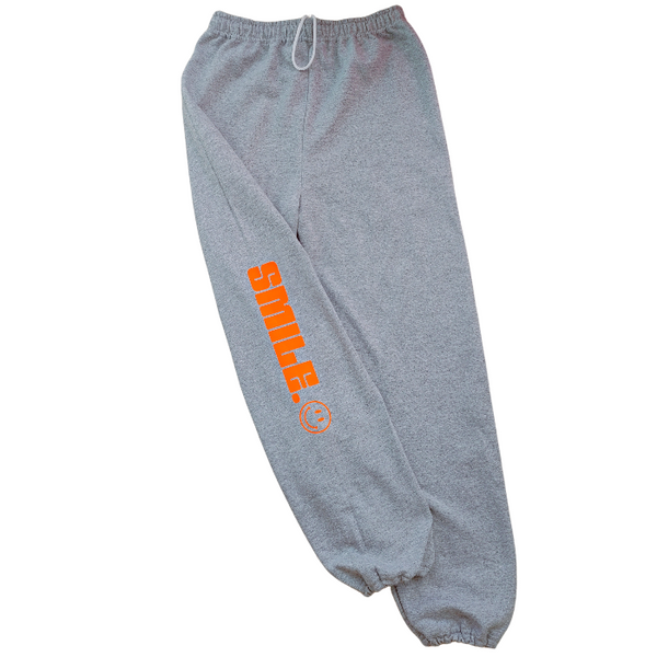 Sports Grey Neon Orange Smile Smiley Face Sweatpant & Sweatshirt Set