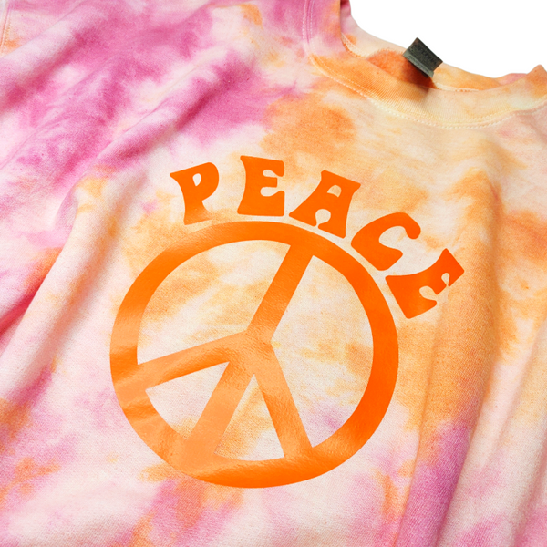 Peace Sign Tie-Dye Oversized Trendy Crewneck Sweatshirt