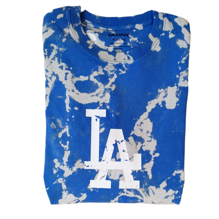 Lulu Grace Designs La Dodgers Distressed Bleached Tee: Baseball Fan Gear & Apparel for Women S / Ladies V-Neck Tee