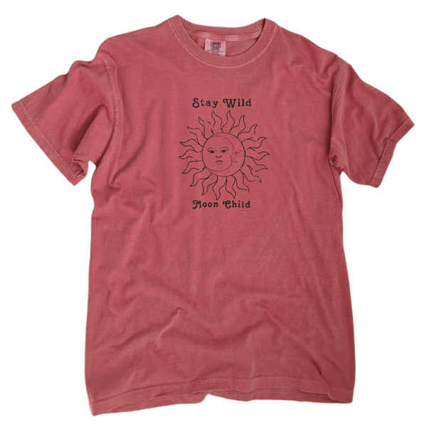 Distressed Stay Wild Moon Child Graphic T-Shirt.