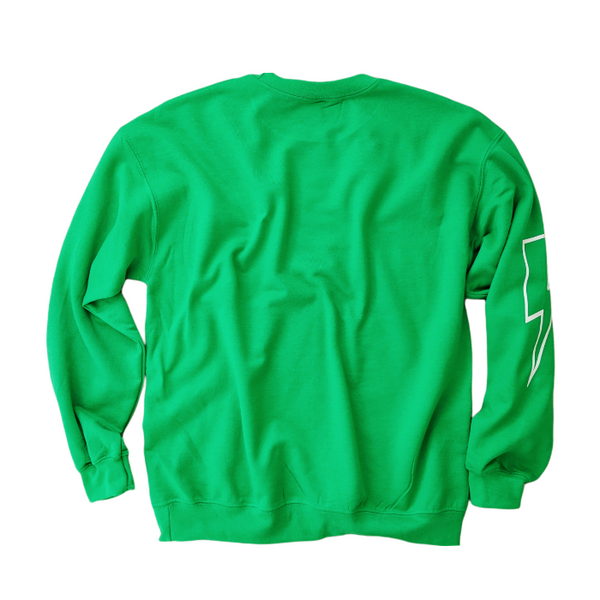 Green Smiley Face Lightning Bolt Sweatshirt.