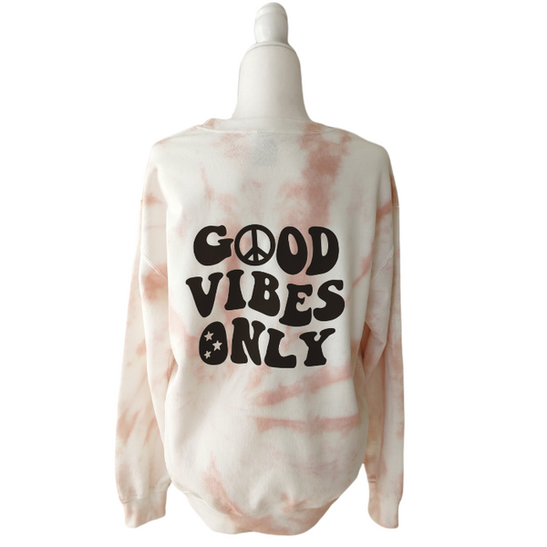 Good Vibes Only Tie-Dye Tan Crewneck Sweatshirt