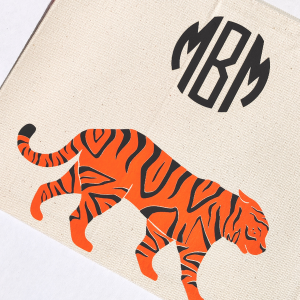 Monogram Tiger Zipper Canvas Pouch.