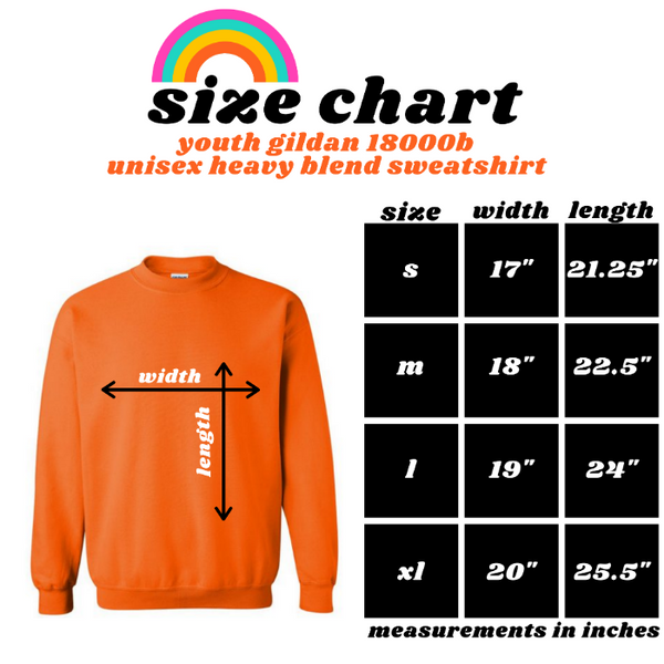 Gildan Youth Crewneck Sweatshirt Size Chart