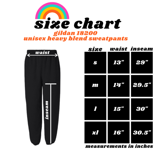 Gildan 18200 Sweatpant Size Chart